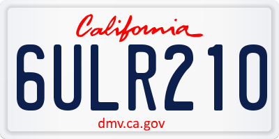 CA license plate 6ULR210