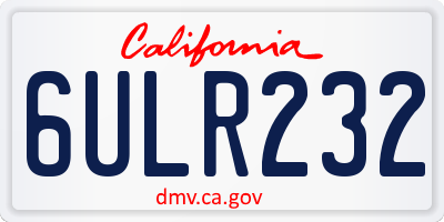 CA license plate 6ULR232