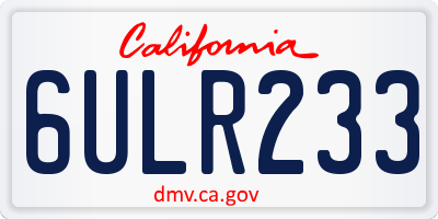 CA license plate 6ULR233