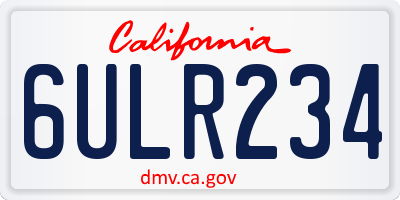CA license plate 6ULR234
