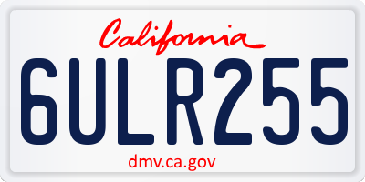 CA license plate 6ULR255