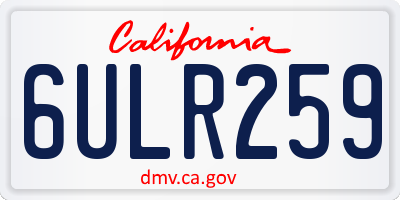 CA license plate 6ULR259