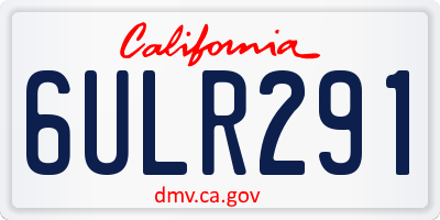 CA license plate 6ULR291