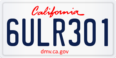 CA license plate 6ULR301