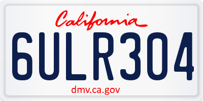 CA license plate 6ULR304