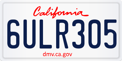 CA license plate 6ULR305