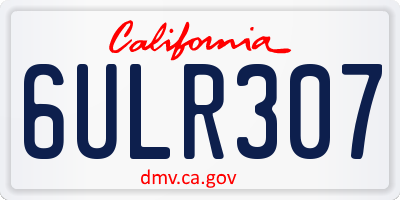 CA license plate 6ULR307