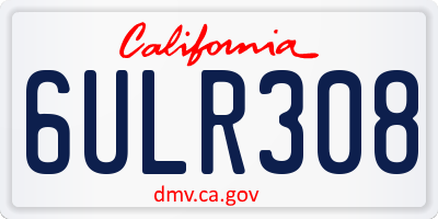 CA license plate 6ULR308