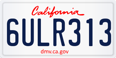 CA license plate 6ULR313