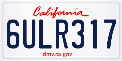 CA license plate 6ULR317