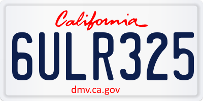 CA license plate 6ULR325