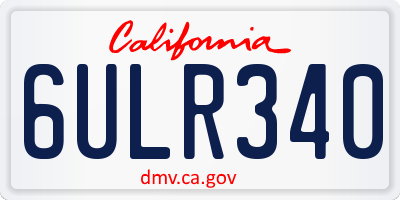 CA license plate 6ULR340