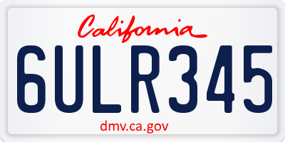 CA license plate 6ULR345