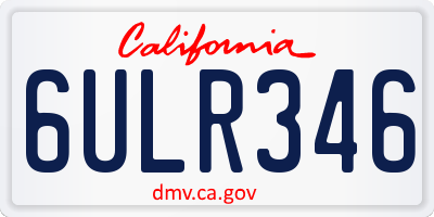 CA license plate 6ULR346