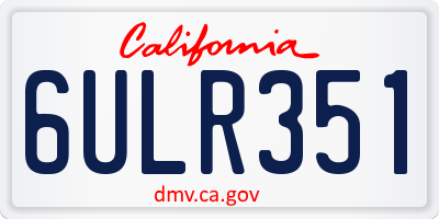 CA license plate 6ULR351