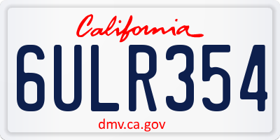 CA license plate 6ULR354