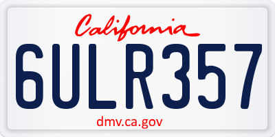 CA license plate 6ULR357