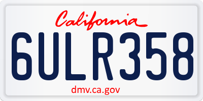 CA license plate 6ULR358