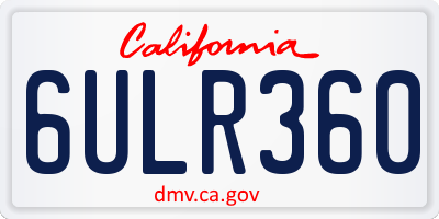 CA license plate 6ULR360