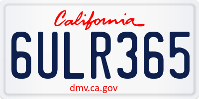 CA license plate 6ULR365