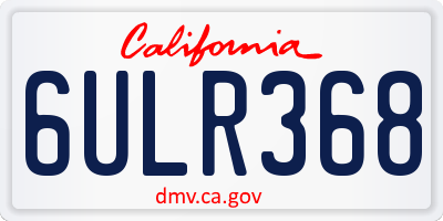 CA license plate 6ULR368