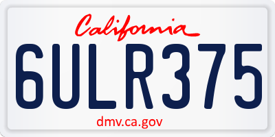 CA license plate 6ULR375