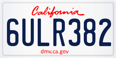 CA license plate 6ULR382