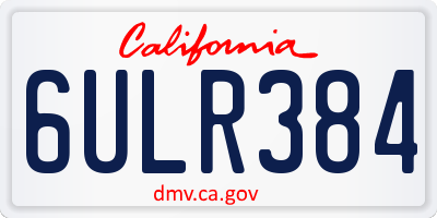CA license plate 6ULR384