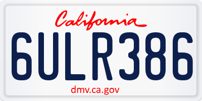 CA license plate 6ULR386