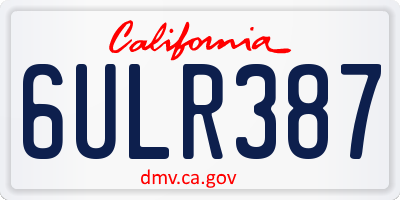 CA license plate 6ULR387
