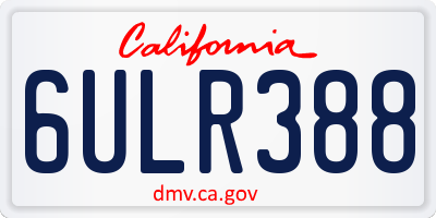 CA license plate 6ULR388