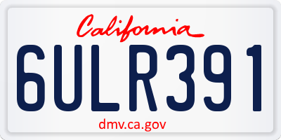 CA license plate 6ULR391