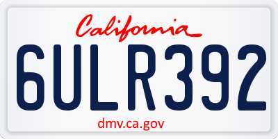 CA license plate 6ULR392
