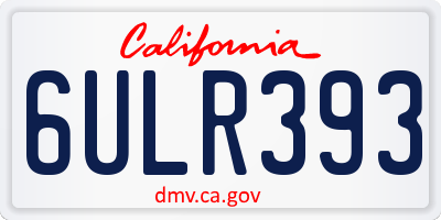 CA license plate 6ULR393