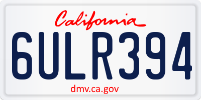 CA license plate 6ULR394