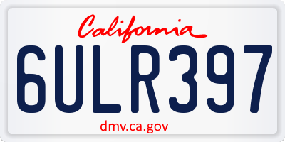 CA license plate 6ULR397