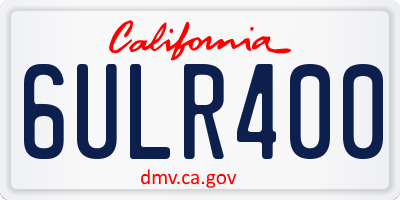 CA license plate 6ULR400