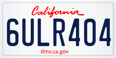 CA license plate 6ULR404
