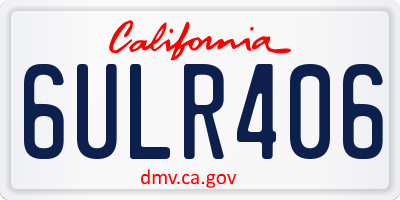 CA license plate 6ULR406