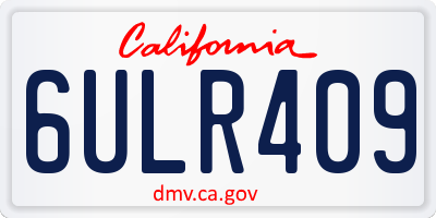 CA license plate 6ULR409