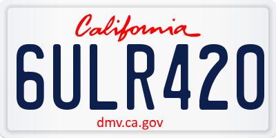 CA license plate 6ULR420
