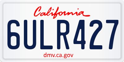 CA license plate 6ULR427