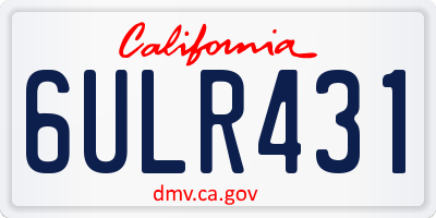 CA license plate 6ULR431