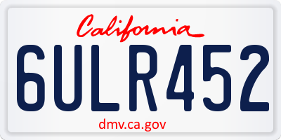 CA license plate 6ULR452