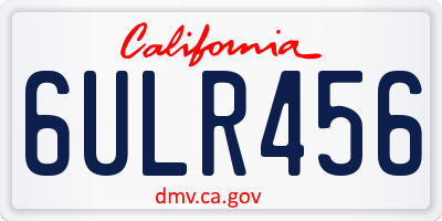 CA license plate 6ULR456