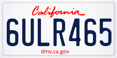 CA license plate 6ULR465