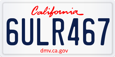 CA license plate 6ULR467