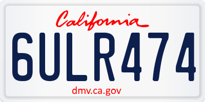 CA license plate 6ULR474