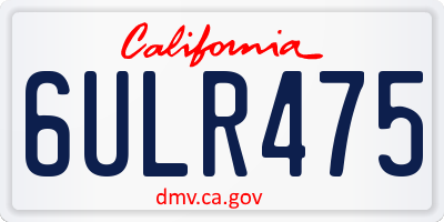 CA license plate 6ULR475