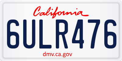 CA license plate 6ULR476